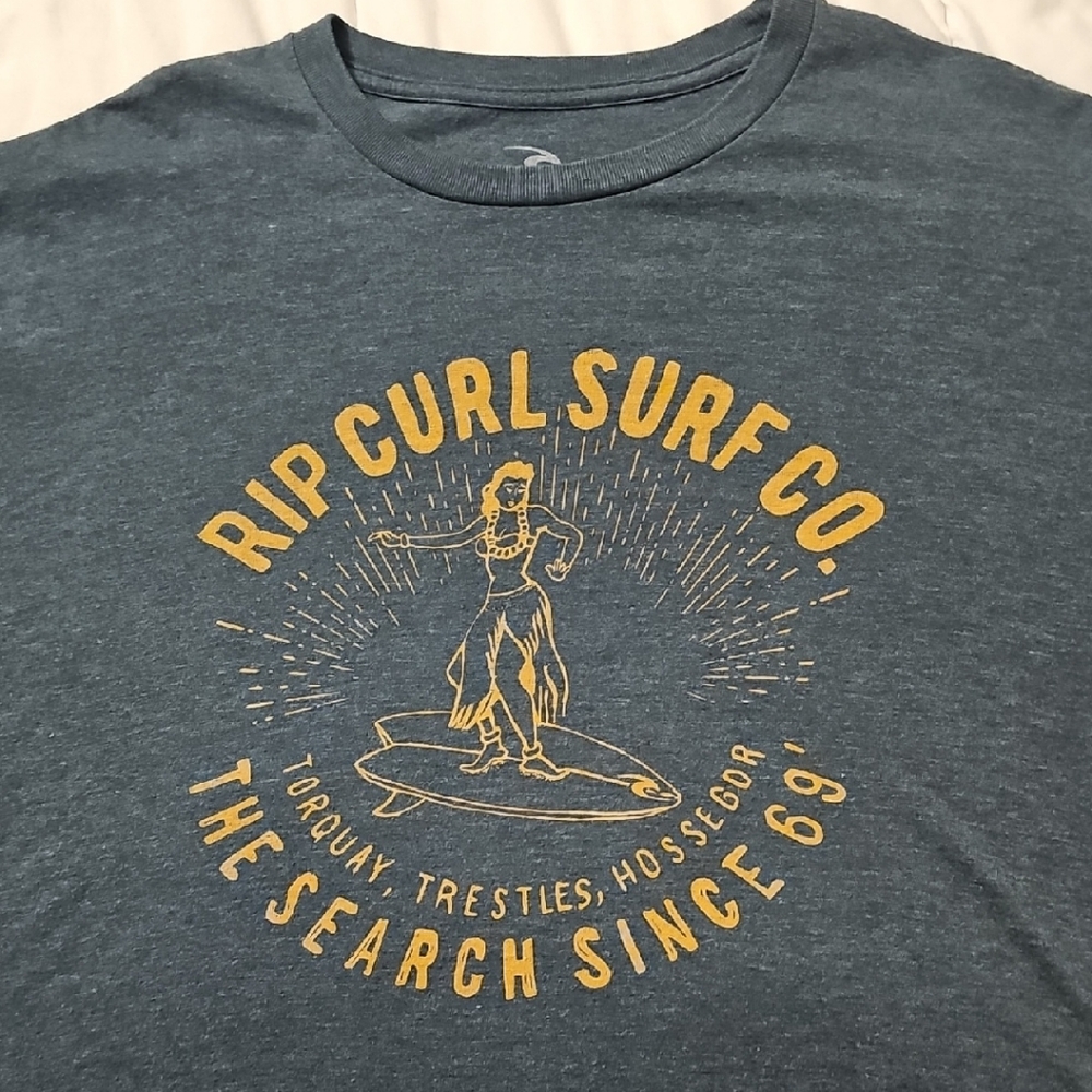 Rip Curl Blue Tee with Yellow Surfer Graphic
